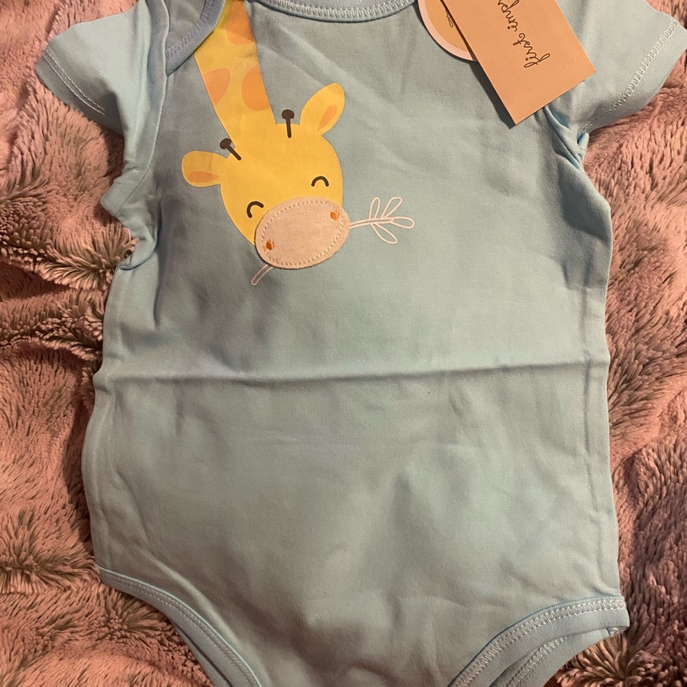 Blue Giraffe Print Kids One Piece